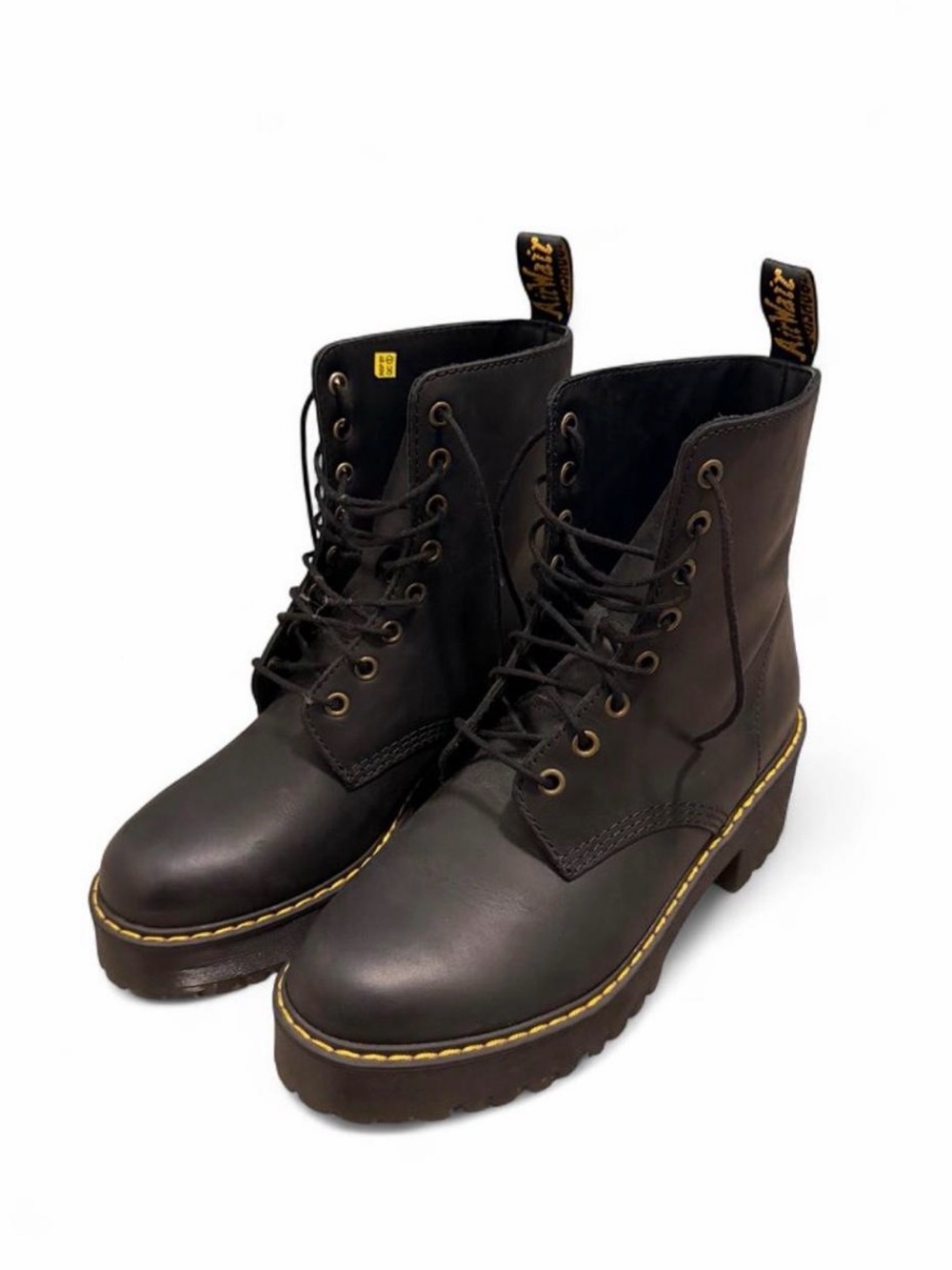 Dr. Martens Black Leather Lace-Up Platform Boots